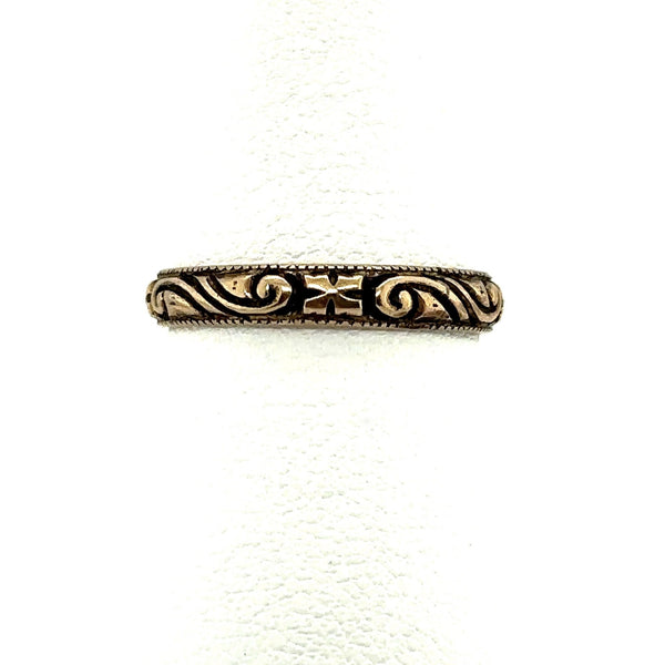 Vintage 1920's 14KT Yellow Gold Band with Carved Design - KFK, Inc.