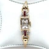 Vintage 1940's 14KT Gold Watch with Rubies and Diamonds - KFKJewelers