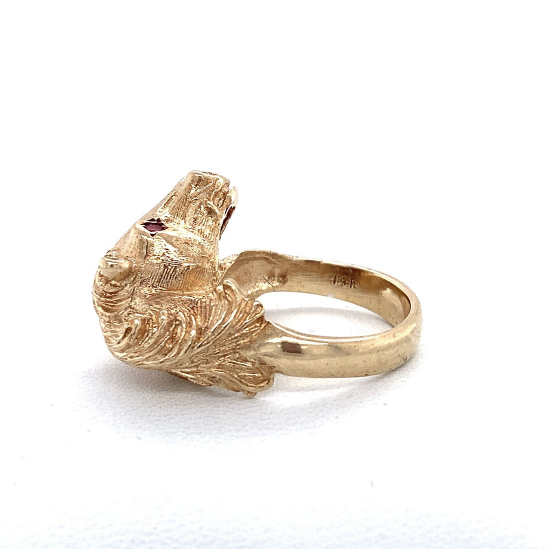 Vintage 1960's 14KT Yellow Gold Horse Ring - KFKJewelers