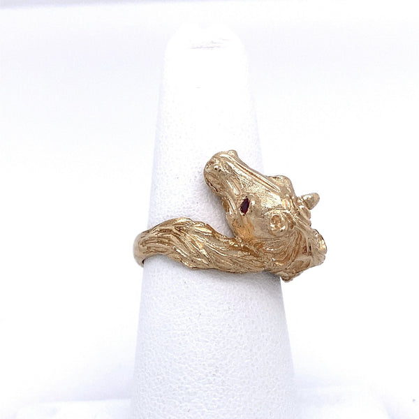 Vintage 1960's 14KT Yellow Gold Horse Ring - KFKJewelers