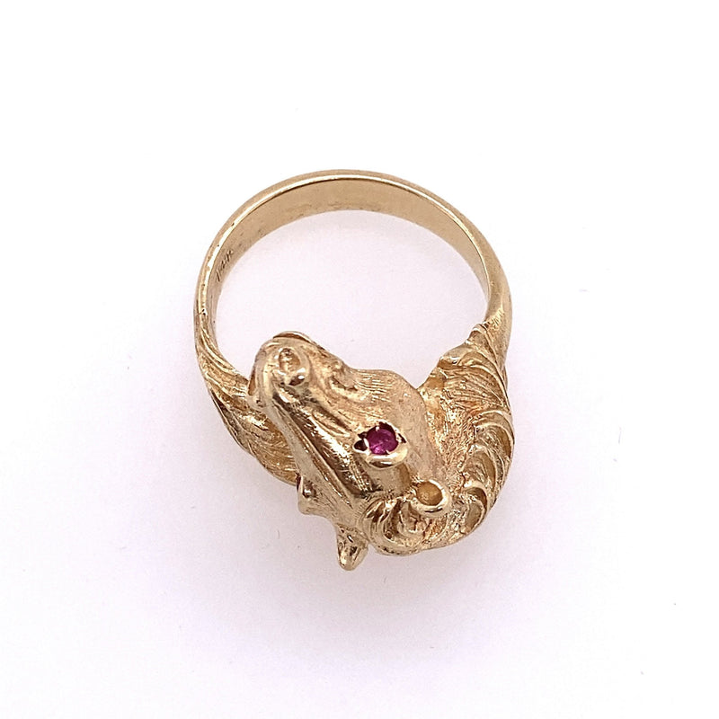 Quality Gold Sterling Silver Horseshoe with Horse Head Ring QR134 - The  Diamond Family