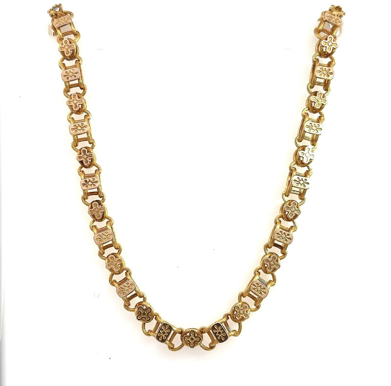 Vintage 21KT Yellow Gold Book Link Chain, 18.5" Inches - KFK, Inc.