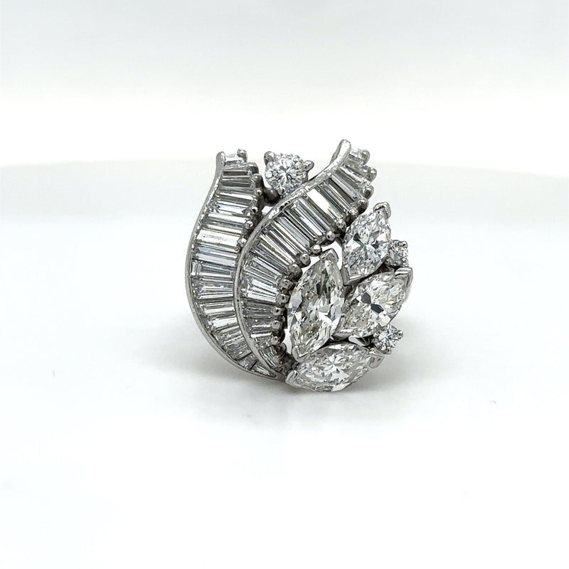Vintage 3.2CT Diamond Floral Ring in 14KT White Gold - KFKJewelers