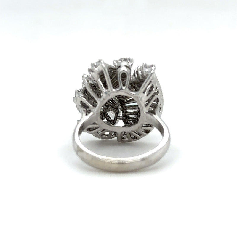 Vintage 3.2CT Diamond Floral Ring in 14KT White Gold - KFKJewelers