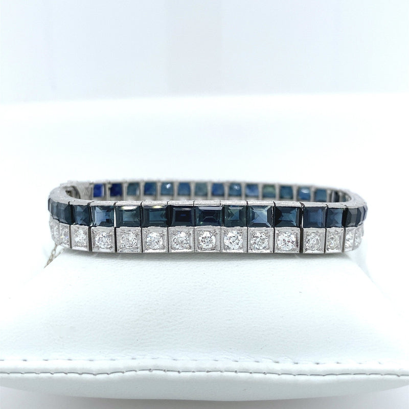 Vintage Double Diamond Box Bracelet In Yellow Gold White Gold And Platinum