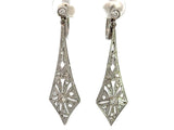 Vintage Art Deco Platinum Diamond Pendulum Earrings - KFK, Inc.