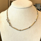 Vintage Early 1900s 14KT White Gold Bar & Cube Link Chain - KFKJewelers