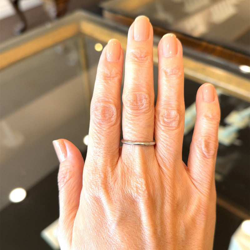 Vintage Knife Edge Platinum Band, Engraved 1948 KFK, Inc.