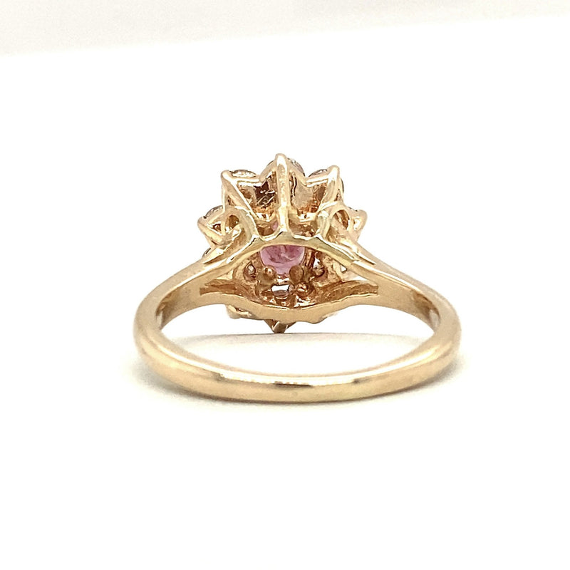Vintage Pink Tourmaline Diamond Cluster Ring - KFKJewelers